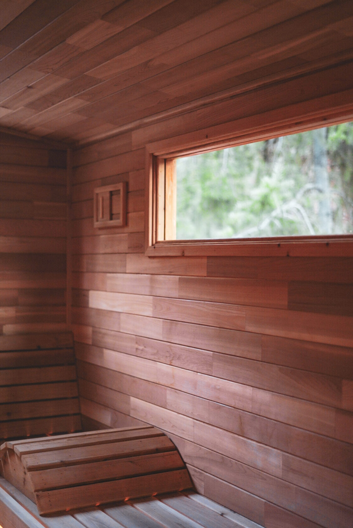interior of cedar sauna